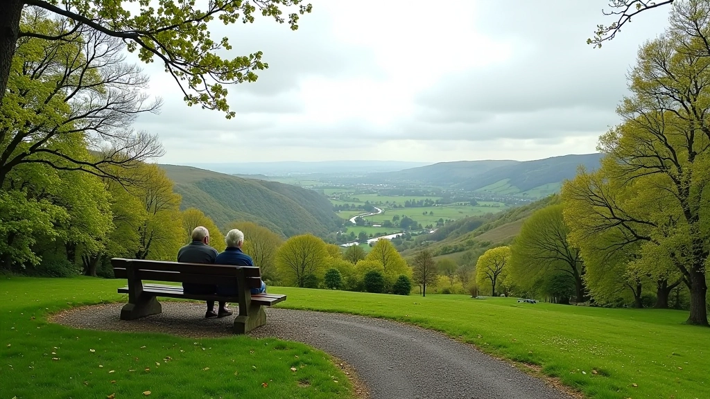Rest point overlooking valley during guided walk